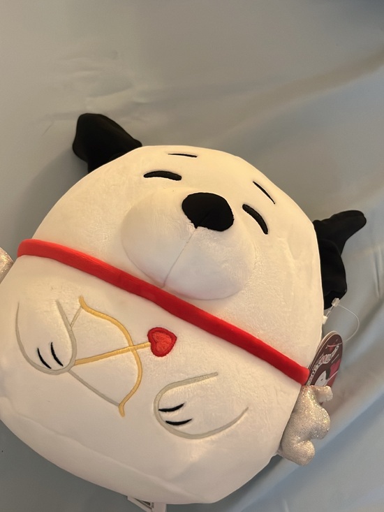 Squishmallows Other - Squishmallows White Black Red Cupid Dog Plush